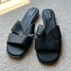 Kate Spade Leather Black Dock Slide Sandals 7.5